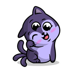 A CUTE MUTAN CAT WITH THREE EYES AND TAILS CARTOON ILLUSTRATION.