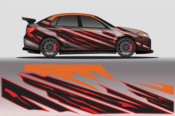 Obraz premium Car livery wrap decal, rally race style vector illustration abstract background