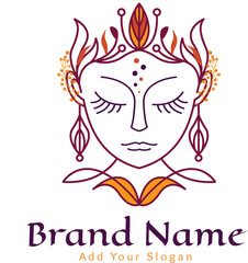 spiritual logo design with a woman face symbol 