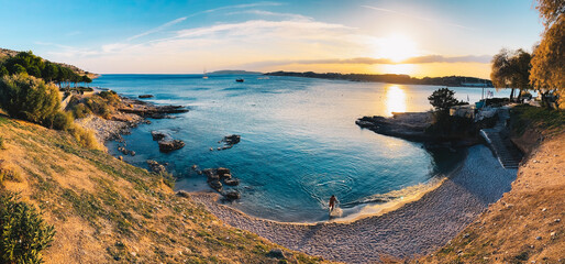 Vouliagmeni Beach close to Athens in the Attica region of Greece, Europe.