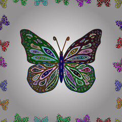Obraz na płótnie Canvas Seamless pattern with interesting doodles on colorfil background. Vector illustration.