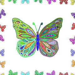 Obraz na płótnie Canvas Seamless pattern with interesting doodles on colorfil background. Vector illustration.