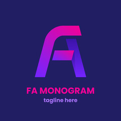 FA monogram logo design template. Abstract letter F and letter A. Modern vector emblem. Stock vector illustration.