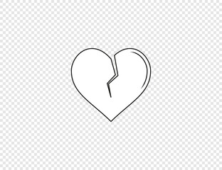 Broken heart, outline icon. Vector illustration. Flat design.
