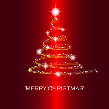 Technology abstract christmas tree concept.Golden christmas tree with text on dark green background.Vector and illustration.