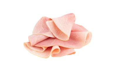 fresh ham Sliced sausage isolated on white background with clipping path
