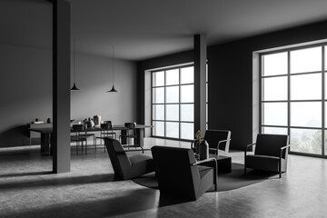 Dark grey living space design idea