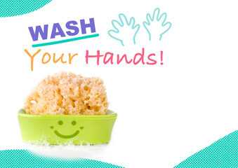 Wash Your Hands Sign for Kids with Copy space