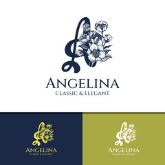 A floral monogram logo