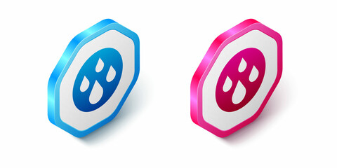 Obraz premium Isometric Water drop icon isolated on white background. Hexagon button. Vector