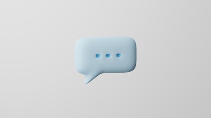 Minimalism Speech Balloon emoji, Cloud with text symbol, comment, on white background. 3d render
