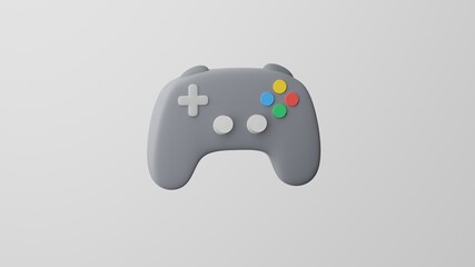 Minimalism video game controller, Video Game emoji. On white background. 3d render