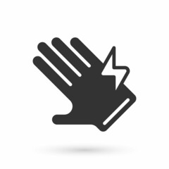 Grey Electric glove icon isolated on white background. Safety gloves, hand protection. Vector