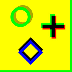 Fototapeta premium Abstract geometric shapes on yellow background. Illustration.