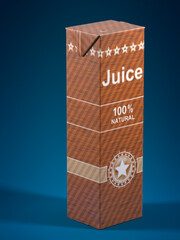 Juice box on blue background. 3D Illustration.