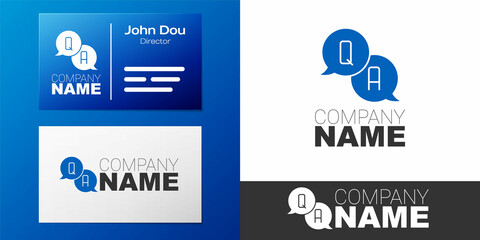 Logotype Speech bubbles with Question and Answer icon isolated on white background. Q and A symbol. FAQ sign. Chat speech bubble and chart. Logo design template element. Vector