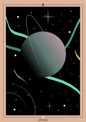 Vector illustration of planet Uranus. For poster, banner or background.