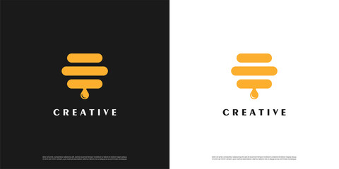 Letter E logo icon honey design template elements