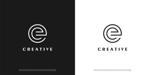 Letter E logo icon line design template elements