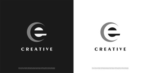 Letter E negative space logo icon design template elements