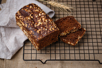 Loaf wholegrain bread with seeds