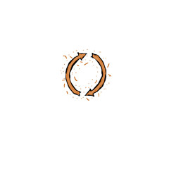 light orange round recycling symbol (two arrows) (colored)