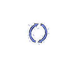 light blue round recycling symbol (two arrows) (colored)