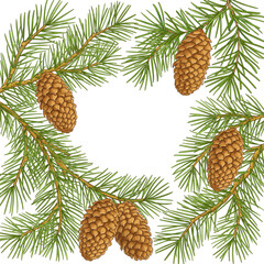 Fototapeta premium fir tree vector frame on white background