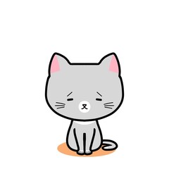 悲しい表情の座る猫さん