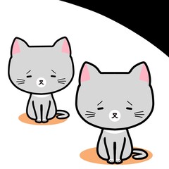悲しい表情の座る猫さん達