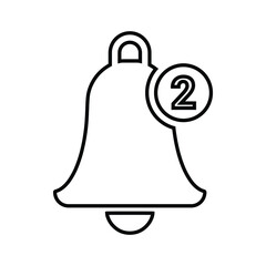 Bell, message, notification outline icon. Line art vector.