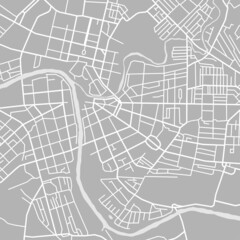 City map. Town streets with line park and river. Downtown gps navigation plan, Abstract transportation scheme. Drawing scheme town, white line road on gray background. Urban pattern texture