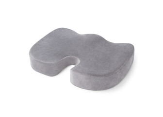 Orthopedic chair cushion. Health And Yoga Round Pillow with a Memory Effect. Medical treatment seat pillow. Medical Pillow hemorrhoid treatment pad isolated on white background.