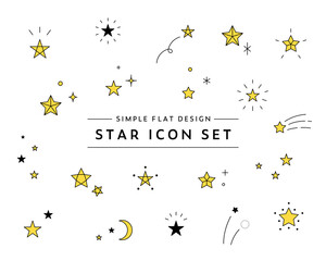 星のアイコンのセット　シンプル　キラキラ　輝き　きらめき　スター　飾り　装飾　光　マーク　イラスト
