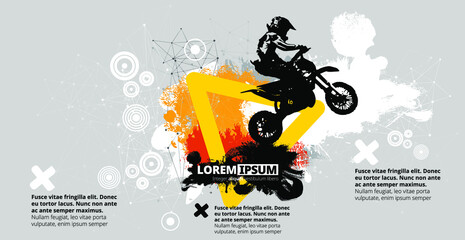 Fototapeta na wymiar Man riding motobike, extreme sport racing, vector illustration