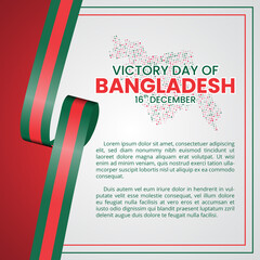 Bangladesh victory day background with a halftone map and ribbon flag