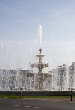 Bucharest central city fountain