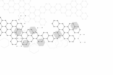 Structure molecule and communication. Dna, atom, neurons. Scientific concept for your design. Connected lines with dots. Medical, technology, chemistry, science background. Vector illustration.