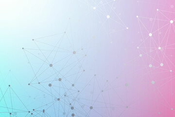 Geometric abstract background with connected line and dots. Structure molecule and communication. Big Data Visualization. Medical, technology, science background. Vector illustration.