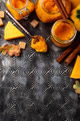 Sweet homemade pumpkin jam in jar