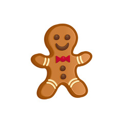 Gingerbread man. Christmas cookie character on white background vector.