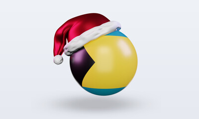3d santa claus cap Bahamas flag rendering front view
