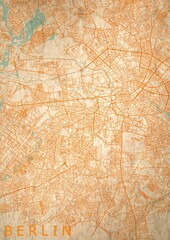 Berlin Stadtplan Stadtkarte Straßen orange