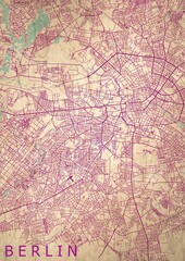 Berlin Stadtplan Stadtkarte Straßen lila