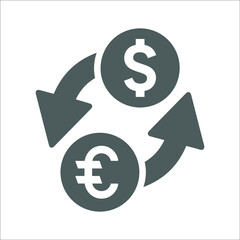 Money trade icon. Gray vector graphics.