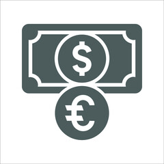 Bank, business, cash icon. Gray vector graphics.