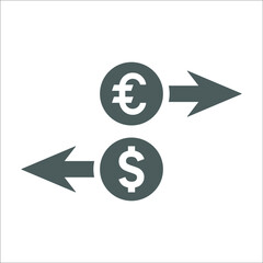 Bank, currency exchange, payment icon. Gray vector graphics.