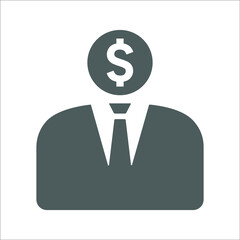 Banker, businessman icon. Gray vector graphics.