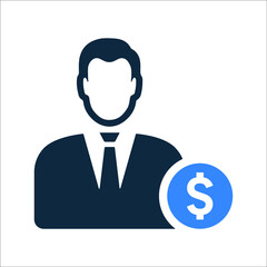 Banking, business man, currency icon. Simple editable vector illustration.