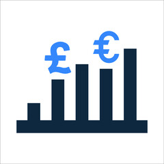 Bar chart, bars, currency rate icon. Simple editable vector illustration.